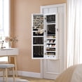 thumbnail image 4 of ZXNYH 6 LEDs Mirror Jewelry Cabinet, 47.2-Inch Tall Lockable Wall or Door Mounted Jewelry Armoire Organizer with Mirror, 2 Drawers, Toasted Oak Color, 4 of 4