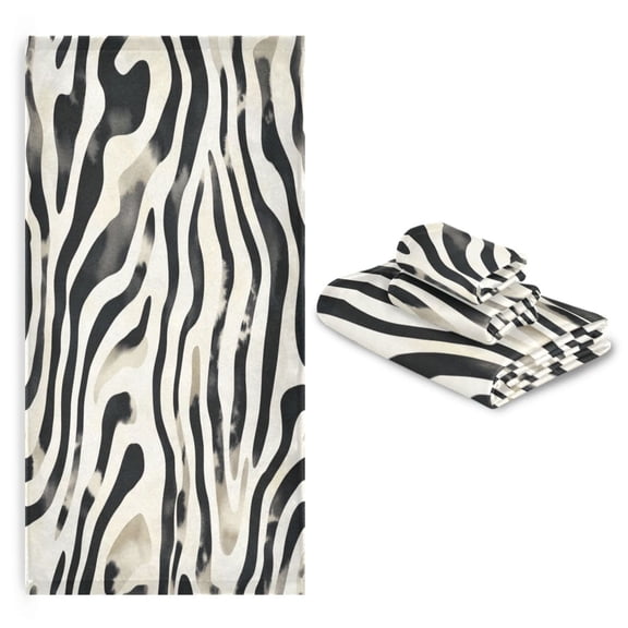 3 Pack Towel Set with Bath Towels, Hand Towels & Washcloths for Everyday Use Black and White Shapes Pattern