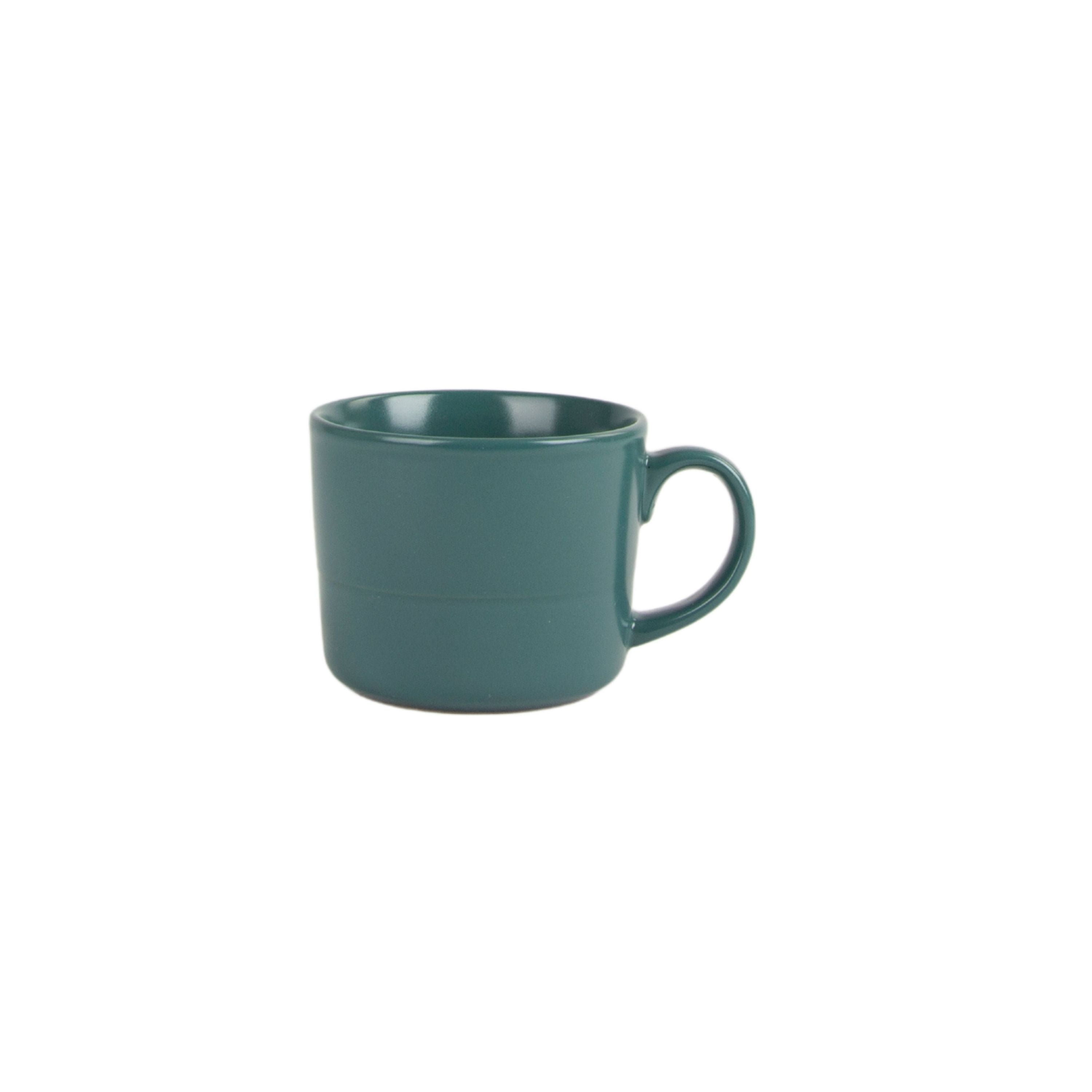 10 Strawberry Street Double Line 3.75"/12 fl oz Stoneware Mug, Set of 6, Emerald Green
