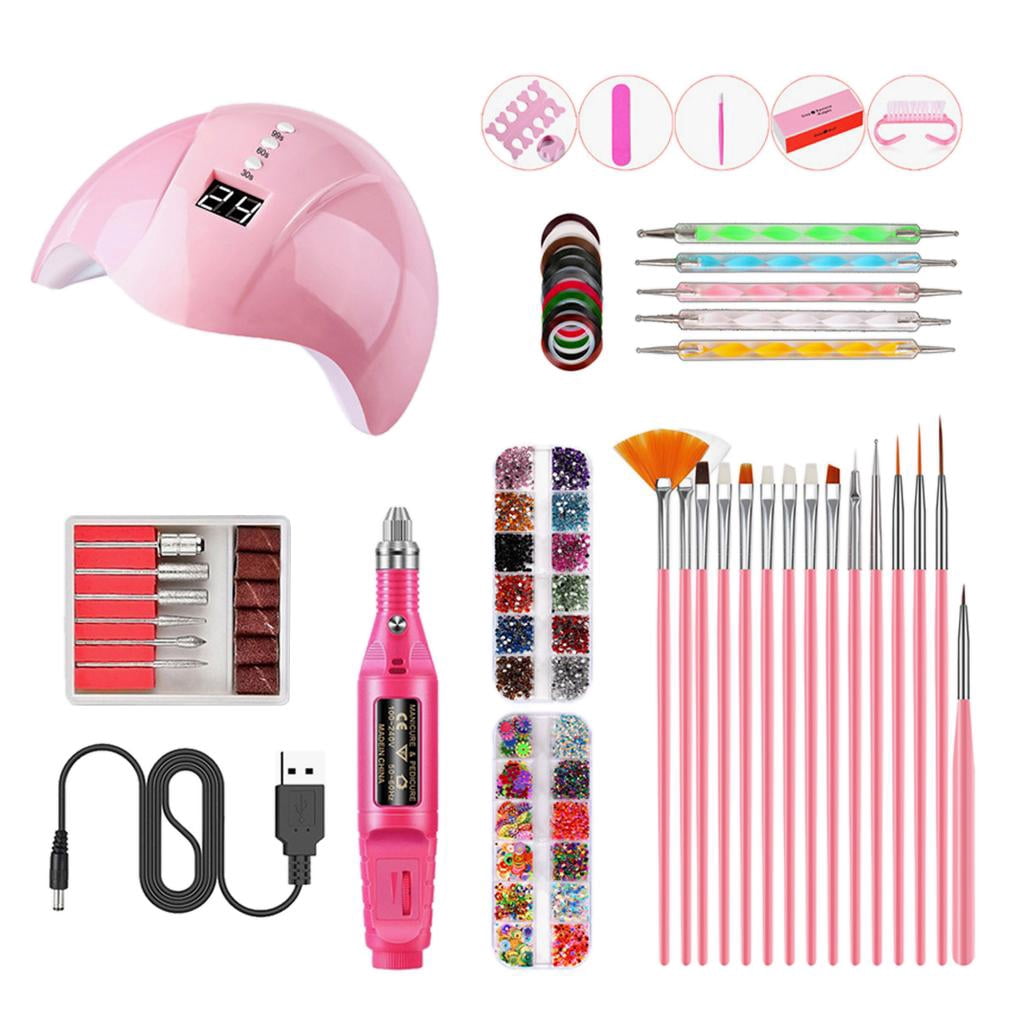 EHJRE 12 Pieces UV Gel Nail Dryer Curing Lamp Polisher Painting Brushes Nail File Bits