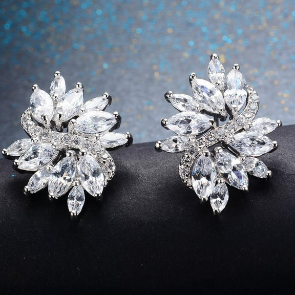 APIPEE 925 Sterling Silver Stud Earrings Birth Cubic Zircon Fashion Jewelry For Women