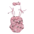 thumbnail image 2 of Gupgi 2Pcs Baby Summer Wear, Pineapple/Polka Dot Printed Spaghetti Straps Romper + Bowknot Headband for Toddlers, Girls, 2 of 9