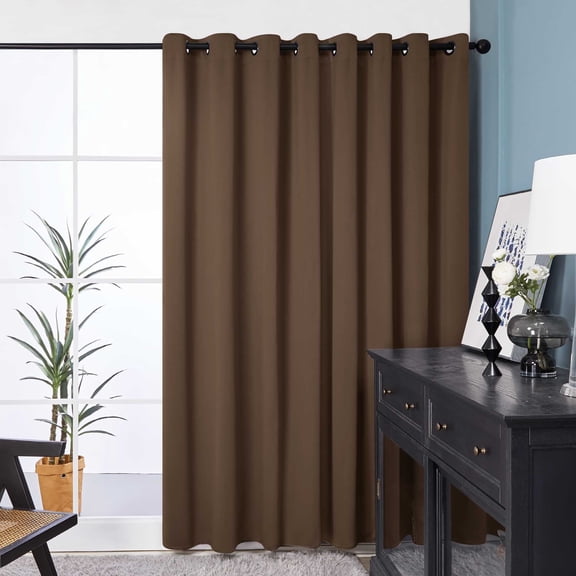 Deconovo Wide Room Divider Curtains 100"W x 108"L, Grommet Thermal Insulated Black Out Curtains for Patio Door, Brown, 1 Panel
