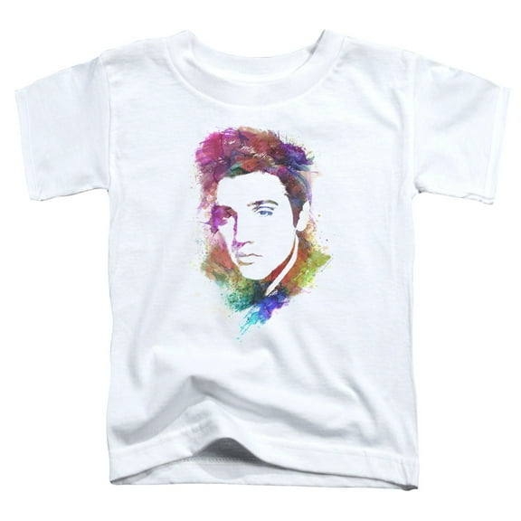 Trevco ELV866-TT-1 Elvis Presley Watercolor King Short Sleeve Toddler T-Shirt, White - Small 2T