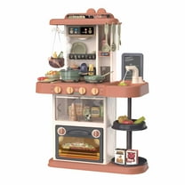 JBeeCtrl Kitchen Set for Kids 28Inch Toy Kitchen Set with Realistic Lights and Sounds Simulation of Spray 43Pcs Toddler Kitchen Play Set for Girls 3-6 Toddlers Boys Gift