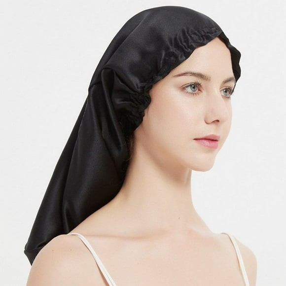 POINTERTECK Silk Hair Wrap Cap for Sleeping - 20” Extra Long 100% Pure 6A-Grade 22 Momme Mulberry Natural Silk Night Bonnet for Curly Hair  Stay-On Sleeping Nightcap with Soft Elastic Ban