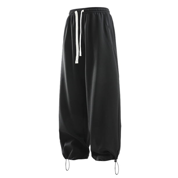 Pantalones cargo de senderismo para hombre: corte holgado, cintura con cordón, cinturilla elástica; pantalones deportivos informales con bolsillos utilitarios.