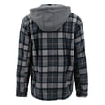 thumbnail image 4 of Men's Heavyweight Flannel Zip Up Fleece Lined Plaid Sherpa Hoodie Jacket (#906 D.Grey/Blue, 3XL), 4 of 5