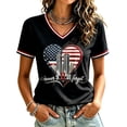 thumbnail image 3 of Women's 9/11 Never Forget Memorial V-Neck Short Sleeve T-Shirt American Flag Patriotic Remembrance Top Black XL, 3 of 4