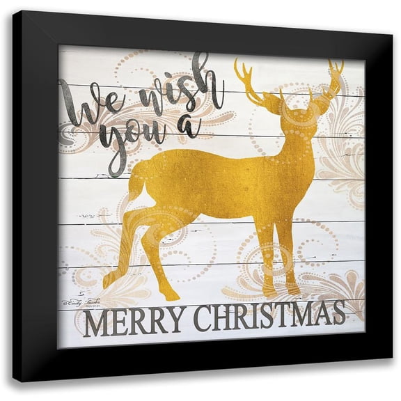 Jacobs, Cindy 12x12 Black Modern Framed Museum Art Print Titled - We Wish You a Merry Christmas Deer