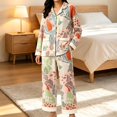 thumbnail image 2 of CQXIDFH Pajamas for Women Patterned Long Sleeve Pajama Set Button Down with Pockets Comfy Fall Sleepwear Soft Comfy Pj Sets, 2 of 4