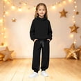 thumbnail image 2 of LIIPEE Autumn Winter Outfit Sets For Girls Solid Color Long Sleeve Pullover Hoodies And Sweatpants 2 Piece Set Kids Casual Comfortable Cute Outfits,4-5 Years, 2 of 4