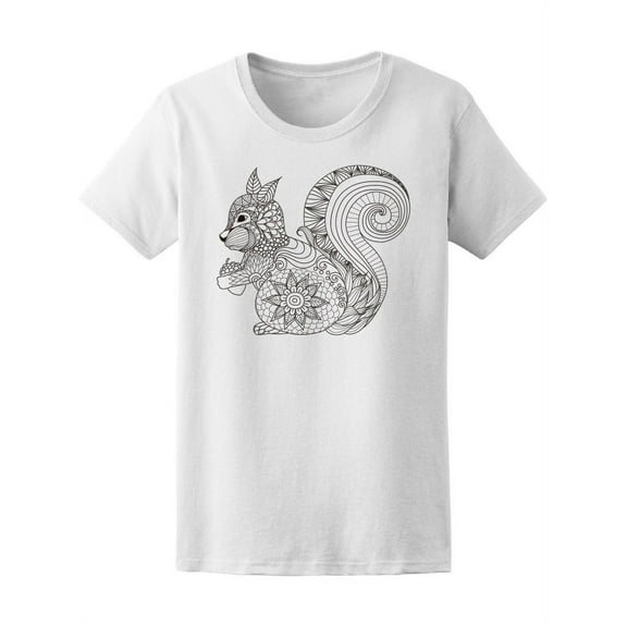 Hand Drawn Squirrel Zendoodle T-Shirt Women -Image by Shutterstock, Female XX-Large