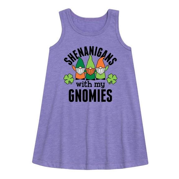 Instant Message - St. Patrick's Day - Shenanigans with my Gnomies - Toddler and Youth Girls A-line Dress