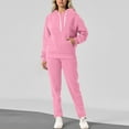 thumbnail image 4 of WTOBBY Women's Solid Color Long Sleeve Top and Athletic Pants Sportswear Two Piece Set, Casual Comfortable Lounge Outfit for Gym and Home,Pink XL, 4 of 7