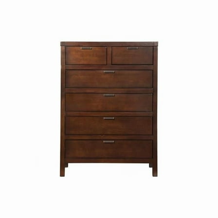 36 in. Solid Wood Six Drawer Chest, Brown