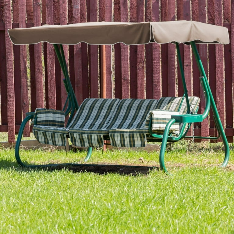 Porch Swing Canopy Replacement Patio Swing Cover Beige 75 X 52 2 Seat Bench Glider Swings Shade Top Fabric UV Weather Waterproof For Outdoor Garden Patio Yard Park Porch Seat Furniture