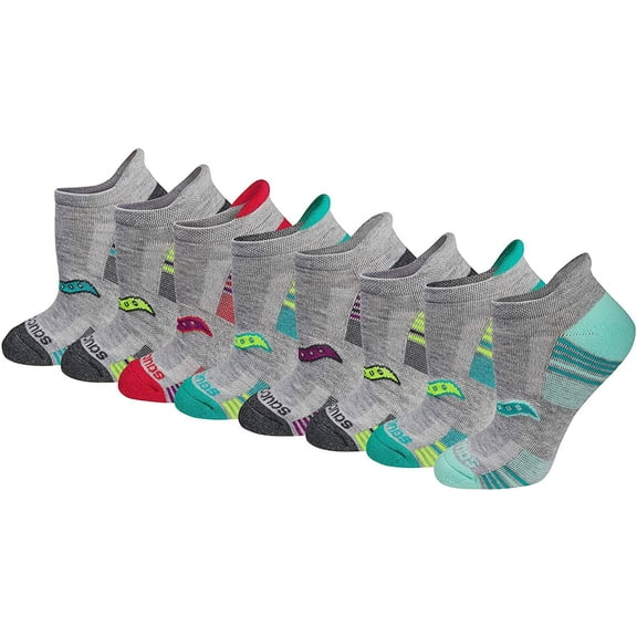 Saucony Women's Performance Heel Tab Athletic Socks (8 & 16, Grey Assorted (8 Pairs), Shoe Size: 5-10