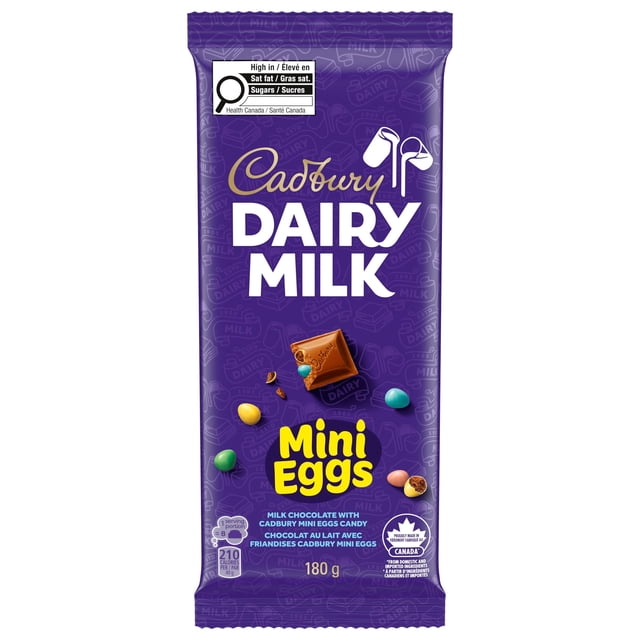 CADBURY DAIRY MILK Milk Chocolate Bar with Mini Eggs Candy, CADBURY DAIRY MILK Milk Chocolate with CADBURY Mini Eggs, 180 g