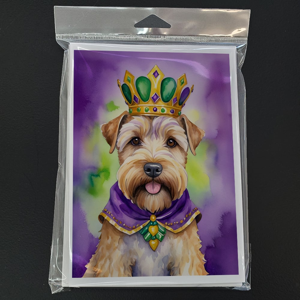 Wheaten Terrier King of Mardi Gras Greeting Cards Pack of 8 7 in x 5 in