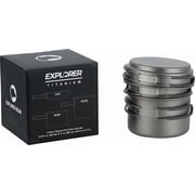 Explorer Bear Titanium Stackable Camping Cooking Pot Mess Kit Set