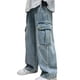 thumbnail image 2 of Pantalones vaqueros largos para niños, de color liso, con cintura ajustable, con pliegues y bolsillo, informales, deportivos, de trabajo, de poliéster., 2 of 9
