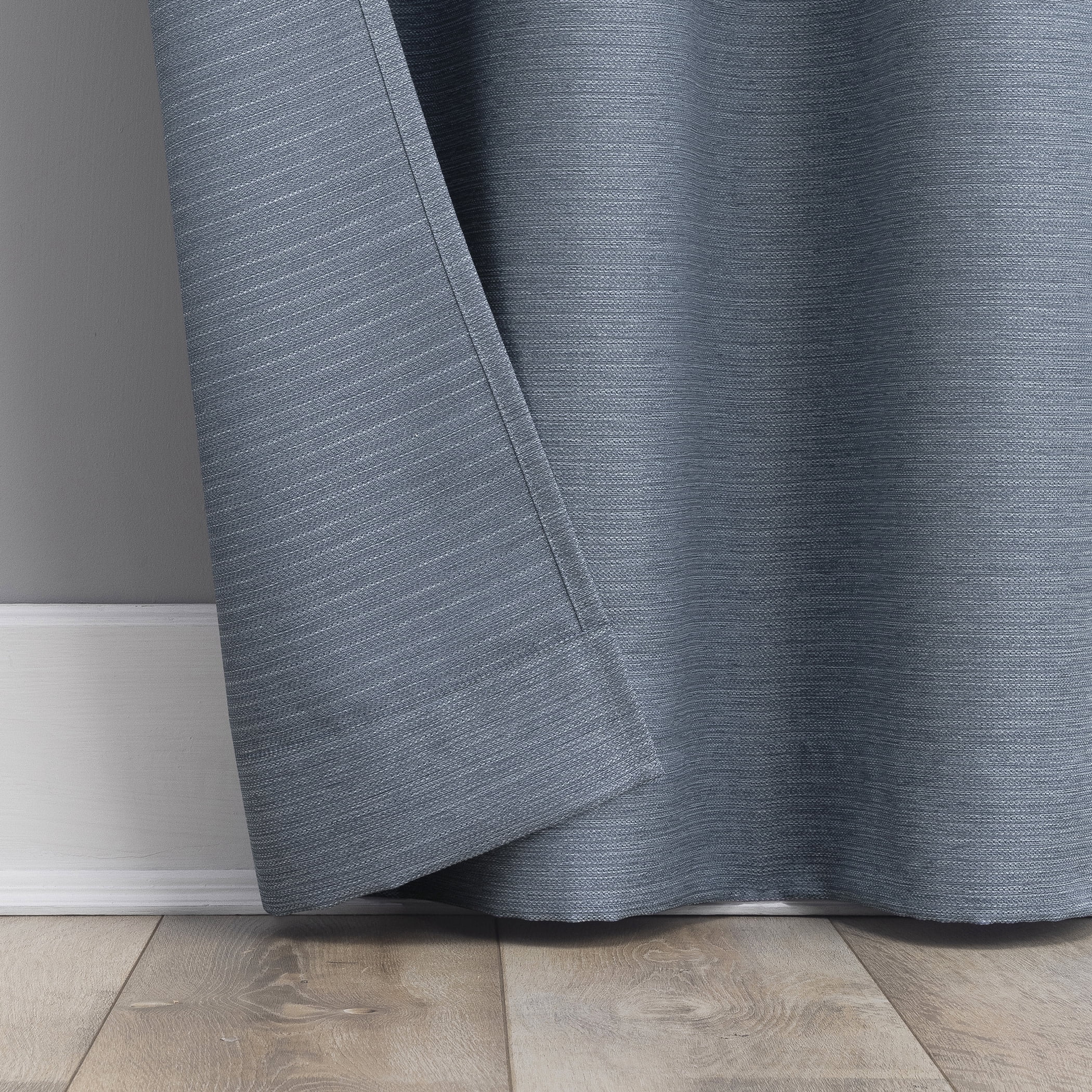 No. 918 Landon Textured Semi-Sheer Grommet Curtain Panel, 40"W X 63"L, Denim Blue
