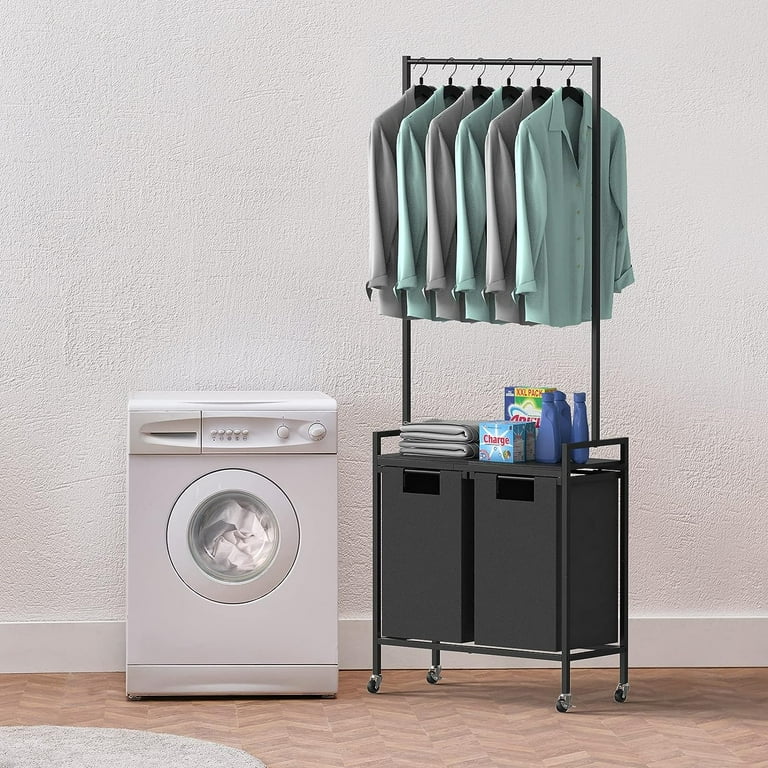 Clothes hanging bar online laundry room