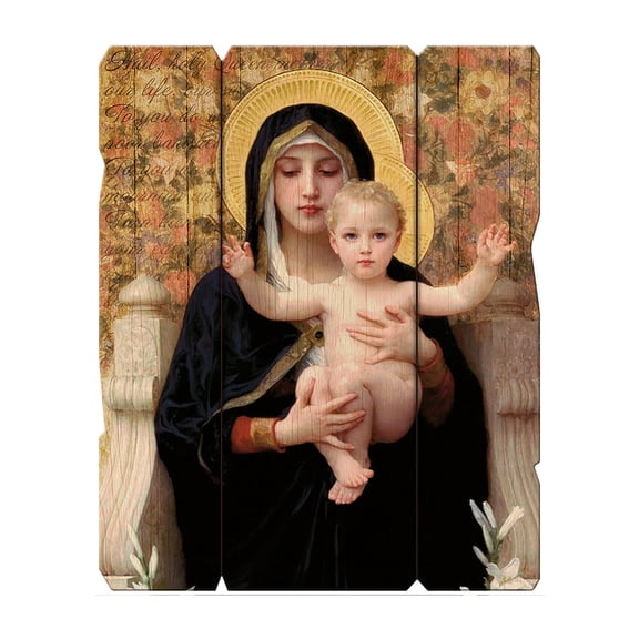 Hirten Madonna and Child Vintage Barn Board Plaque Wall Art Dcor, Medium