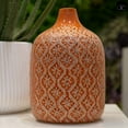 thumbnail image 6 of Faryn Distressed Diamond Pattern Vase – Decorative Ceramic Flower Vase for Home, Table, and Living Room Décor (Size- 6.50"x10.00"H, Yellow), 6 of 11