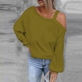 thumbnail image 2 of ShomPort Womens Fall Fashion Long Sleeve One Shoulder Tops Solid Color Lantern Long Sleeve Blouse Shirt, 2 of 5