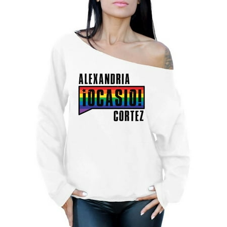 Awkward Styles Alexandria Ocasio Oversized Women's Sweater LGBTQ Off The Shoulder Sweatshirts Patriotic Sweater Made in USA AOC Off The Shoulder Sweater American Style Ocasio Sweatshirt Cortez