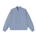 thumbnail image 4 of Zpanxa Bomber Jacket Women Short Plus Size Zip Up Stand Collar Casual Coat with Pockets Light Blue L, 4 of 7