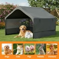 thumbnail image 6 of Large Outdoor Dog House Tent with 3-Sided Mesh Windows, Sun Rain Cover Pet Shelter with Canopy and Ground Stakes for Dogs, Cats, Livestock, 4' x 4' x 3.3', 6 of 12