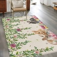 thumbnail image 2 of 3'x5' Rug for Living Room Bedroom, Easter Rabbits Washable Area Rugs Non-Slip Carpet Mats, Cute Bunny Eggs Flowers Botanical Spring Beige Indoor Low Pile Area Rug Runner for Kitchen, Mudroom, 2 of 8
