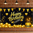 thumbnail image 6 of Glamorous Gold Happy Birthday Banner with Glitter Elements Backdrop Party Decoration for Birthday Party Celebrations Photography Props Decor Background, 6 of 7