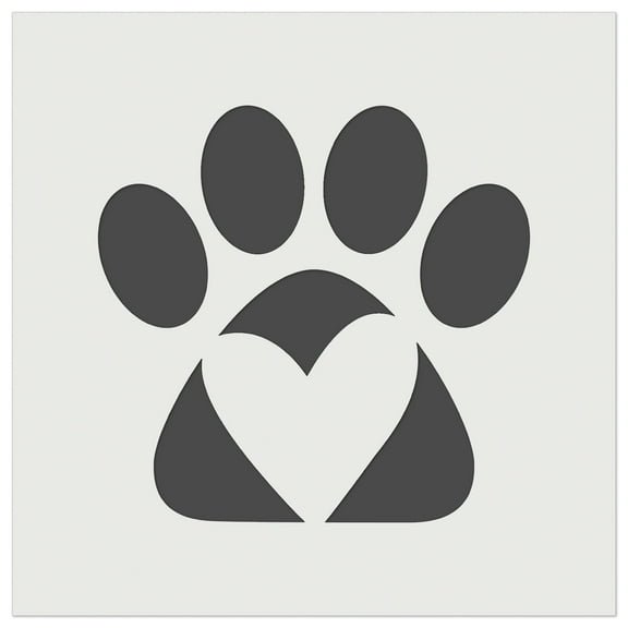 Paw Print with Heart Dog DIY Cookie Wall Craft Stencil - 5.5 Inch