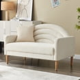 thumbnail image 2 of Relax & Rejuvenate Vibrant Linum Linen Upholstered Rainbow 3-Seater Armchair Loveseat, Cream, 2 of 10