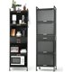 thumbnail image 5 of Carbon Steel Storage Bins With Lids,5-Tier Kitchen Organizer Shelf with Tempered Glass Dustproof Cabinet Door and Brakeable Casters,Kitchen Organizer, 5 of 5