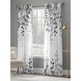 thumbnail image 4 of Grey Sheer Curtains 108 Inch Length 2 Panels for Living Room, Eucalyptus Leaves Voile Kitchen Curtain Set, Luxury Privacy Drapes Window Treatment for Bedroom, 4 of 7