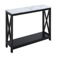 thumbnail image 1 of Pemberly Row Table Console avec Tablette en Faux Marbre Blanc et Dessus en Bois Noir, 1 of 6