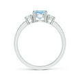 thumbnail image 2 of ANGARA Natural Three Stone Aquamarine and Diamond Ring in 14K White Gold for Women (Size-6mm) | March Birthstone, Birthday, Anniversary, Jewelry Gift for Women | Natural Aquamarine Ring, 2 of 9