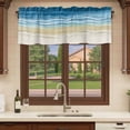 thumbnail image 6 of 2 Pack Valances for Window, Blue Summer Beach Short Curtains for Kitchen Bedroom Living Room, Nautical Coastal Beige Seaside Rod Pocket Small Window Treatment Valance Drapes 42 x 12 Inch, 6 of 8