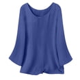 thumbnail image 3 of YFNNUP Womens Summer Cotton Linen Tops Casual 3/4 Length Sleeve Tunic Tops Loose Fit Work Blouse Casual Going Out Shirts, 3 of 7