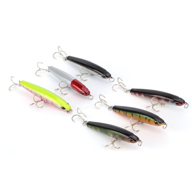 6 Uds., Se?uelo de Pesca con L¨¢PIZ, Se?uelos Duros de Pl¨¢Stico Minnow para Trucha, Lubina, Lucioperca, Kit de Se?uelos, Pesca de Agua Salada Y Dulce Pescar Octpeak No