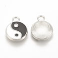 thumbnail image 2 of Alloy Enamel Pendants Cadmium Free Lead Free Yin Yang Platinum 16x12x2mm Hole: 2mm, 2 of 2