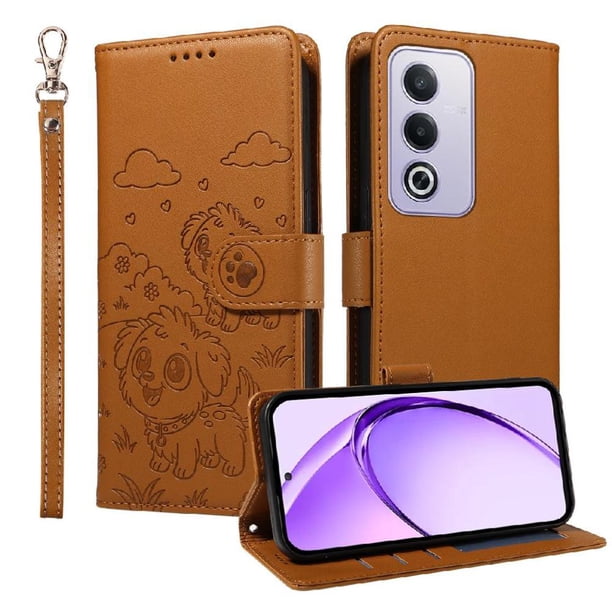 Funda Cartera GANGXUN con Diseño de Perrito en Relieve para OPPO A3 Pro 5G , Protección 360° con Ranuras y Correa Desmontable
