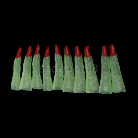 25pcs Halloween Party Glow in the Dark Witch Red Claw Tips Finger Nails