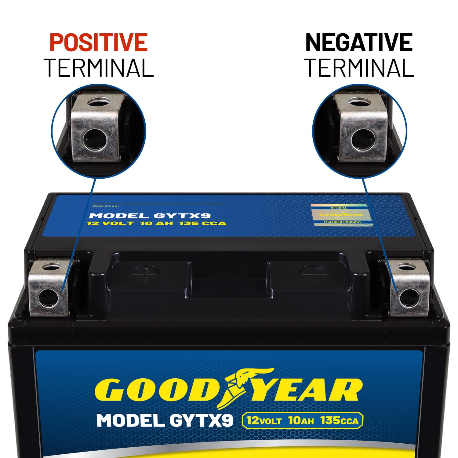 Goodyear GYTX7L - 12 Volt 7 AH, 120 CCA, Rechargeable High