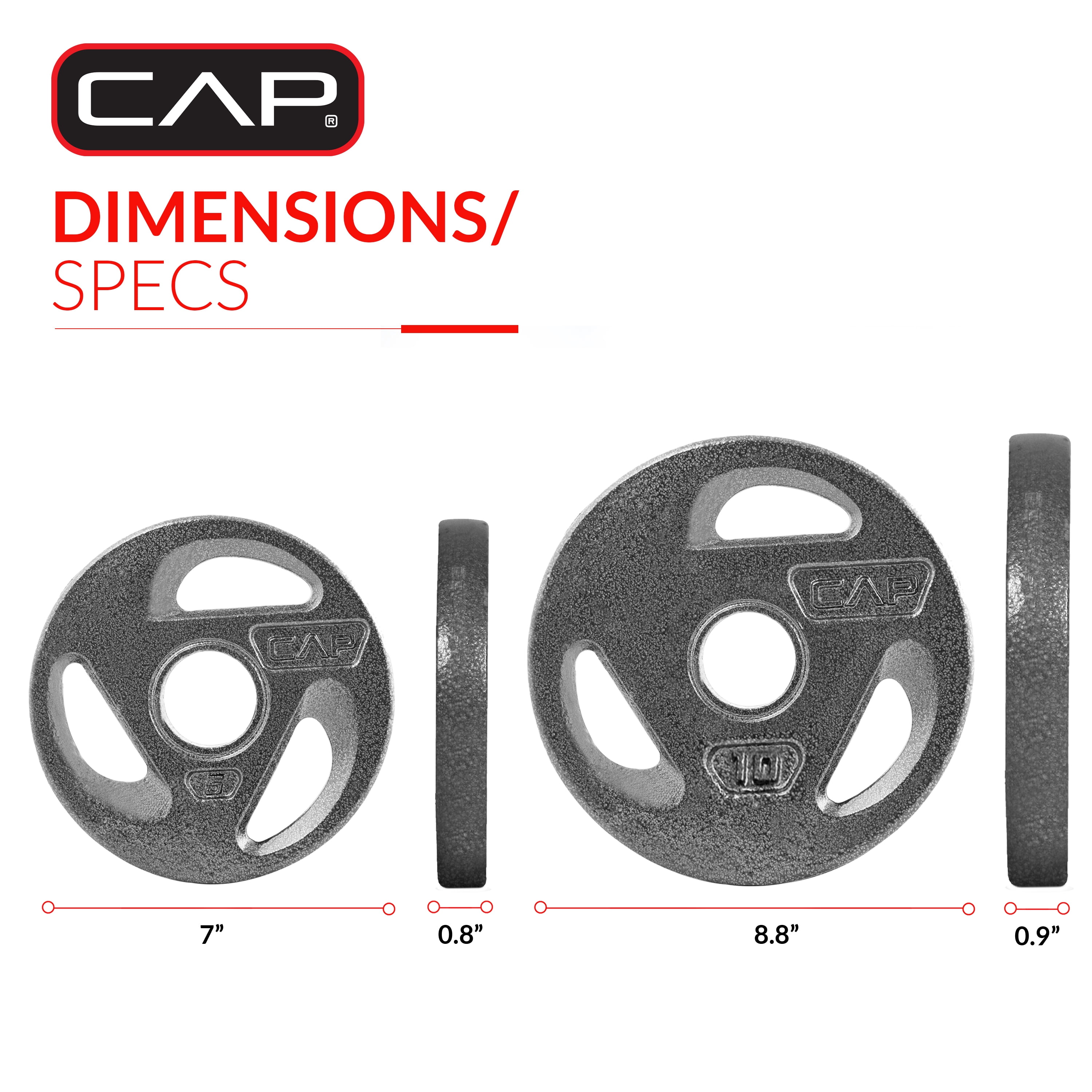 CAP Barbell 50 lb Olympic Grip Plate Weight Set (10x4, 5x2)